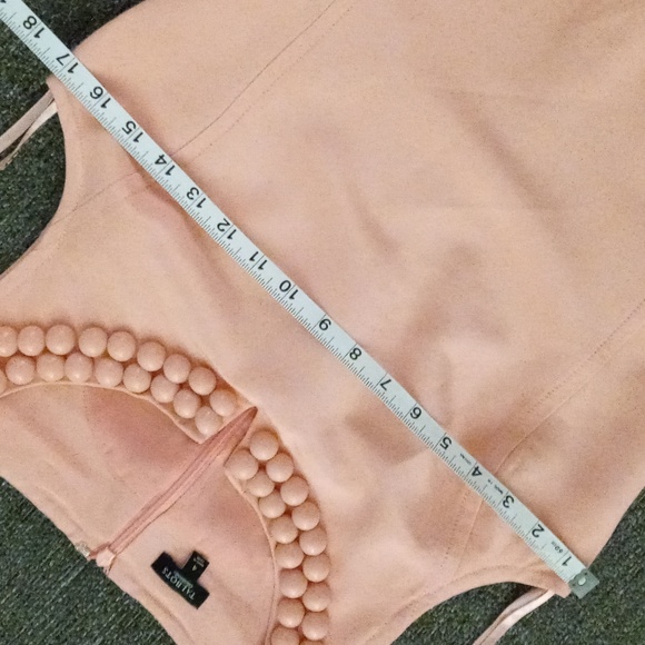 💎Talbots💎 - Peach Oversized Pearl Button Neck Sleeveless Sheath Dress - Picture 10 of 13